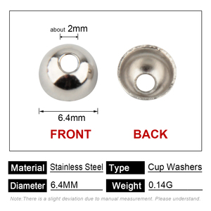 Spinpoler pêche tasse rondelle en acier inoxydable capuchon rond pour hélice bricolage pêche leurre tête plombée Topwater pêche leurre accessoires - Product Image 3
