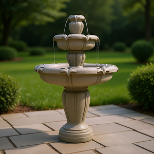 Fontaine d'eau extérieure en béton de 48 pouces avec pompe submersible pour la décoration de jardin, patio et pelouse - Product Image 2