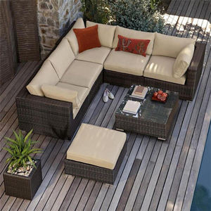 Ensemble <span class=keywords><strong>de</strong></span> canapés <span class=keywords><strong>d</strong></span>'<span class=keywords><strong>angle</strong></span> <span class=keywords><strong>d</strong></span>'extérieur en rotin moderne, directement <span class=keywords><strong>de</strong></span> l'usine, écologique, durable et imperméable - Product Image 1