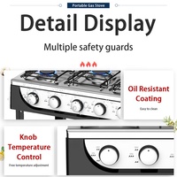 Cuisinière à gaz commerciale 5 brûleurs, autonome, avec couvercle en fer, GPL, portable, pour usage extérieur, hôtelier et domestique