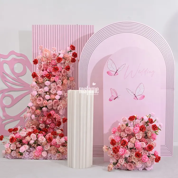 Hot Pink Floral Supplies Hochzeits bogen Hintergrund Flores Artificiales Dekoration Back Drop