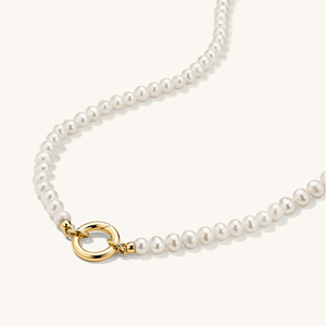 14k oro pieno di perle gioielli oro piatto collana con perle oceano Stacker catenine fai da te ciondolo collana catene per donna - Product Image 3