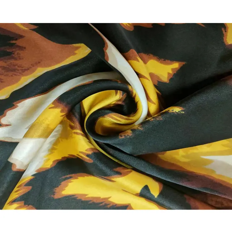 Leopard grain type digital print silk satin fabric in 100% silk