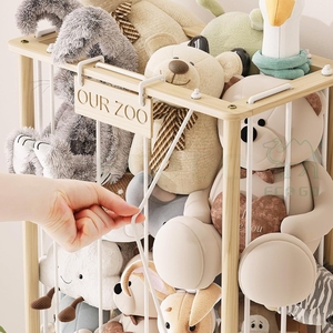 Playroom Standing Wooden Display <b>Rack</b> Stuffed Zoo Plush Animal <b>Storage</b> <b>Rack</b> Toy Organizer - Product Image 5