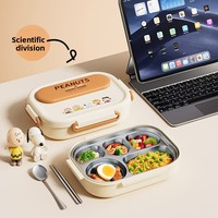 Edelstahl 304 Isolierte Lunchbox für Kinder & Büroangestellte Cartoon-Design Mikrowellengeeignet Große Kapazität Einlagig