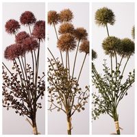 Boules d'allium artificielles à 3 tiges, couleur soleil d'automne, pour la décoration florale de table de mariage et de la maison