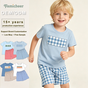 Ensemble de vêtements pour garçons en bambou personnalisé, mode décontractée, doux pour la peau, manches courtes, vêtements populaires pour enfants, tenue d'été - Product Image 1