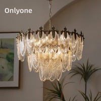 Lustre vintage américain en fer forgé et verre, luminaire suspendu en forme de feuille, style rétro français de luxe, lampe suspendue E14 pour salon et salle à manger