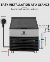 Máquina de Hielo Compacta de Acero Inoxidable BLG de 150 kg, Máquina de Cubitos de Hielo Comercial Totalmente Automática de Gran Capacidad para Restaurante