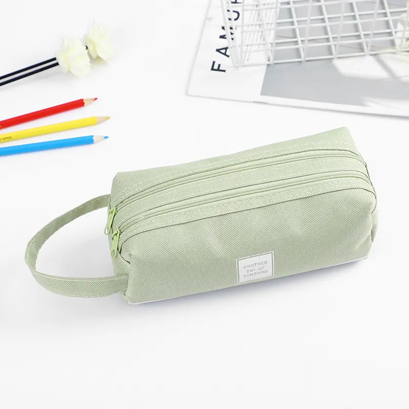 ठोस कैनवास पेंसिल कलम बैग बड़ी क्षमता के लिए रचनात्मक कोरिया कपड़े पेंसिल केस स्कूल