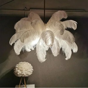 <span class=keywords><strong>Lampadario</strong></span> a Sfera in Rame con Piume di Struzzo Arancioni e LED Bianco Caldo, con Romantica Lampada a Sospensione a Forma di Cigno Rosa per Camera da Letto - Product Image 3