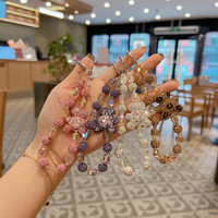 Nouvelle Chaîne de Perles Bling Bling en Cristal Ours, Décoration de Sac, Pendentif Mignon, Dragonne de Téléphone Perlée, Chaîne de Téléphone, Porte-clés