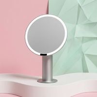 Miroir de Maquillage LED Rond 2025 Nouveau Modèle avec Éclairage d'Appoint pour Coiffeuse de Bureau à Domicile, Rechargeable, Haute Définition, Zhejiang