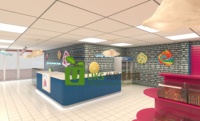 Mobilier sur mesure pour confiserie, présentoirs complets pour l'intérieur de la confiserie, comptoirs d'accueil à LED, kiosque de vente au détail pour confiserie
