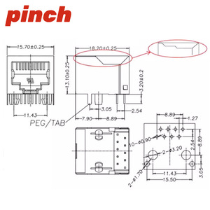 Conector Ethernet RJ45 de 8P8C de 18 mm con Orificio Horizontal - Product Image 2