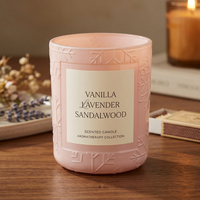 Bocaux en verre givré de luxe Aura de 16 oz avec couvercles en bois, boîte d'emballage pour la fabrication de bougies