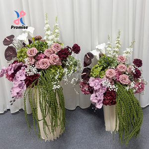 Promise Lavender Orchid <b>Silk</b> Artificial <b>Flowers</b> and Green Plants Modern Realistic Wedding Venue Background Decoration - Product Image 1