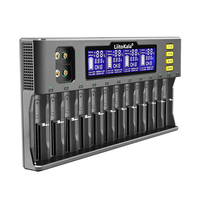 Chargeur de batterie LCD LiitoKala Lii-S12 à 12 emplacements pour Li-ion, LiFePO4, Ni-MH, Ni-Cd, 9V, 21700, 20700, 26650, 18650, 16340, 18350, RCR123, 18700