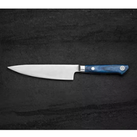 Couteau de chef Telstar CK-587 en acier inoxydable AUS8 Kiritsuke avec manche en bois de Pakka bleu pleine longueur, dureté 59-60HRC, écologique