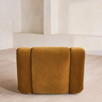 Fauteuil de salon moderne convertible et inclinable en velours moutarde avec ottoman, fauteuil moelleux, mobilier de salon, fauteuil d'appoint design