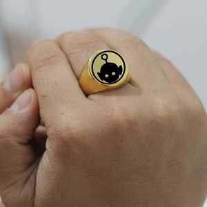 Alien <b>Ring</b> 22mm Round Stainless Steel Laser Engraved <b>Cartoon</b> Design Unisex Jewelry Gift - Product Image 2