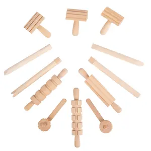 Kit sensoriel en bois pour enfants, jouets de pâte à modeler, tampon d'argile en Plasticine, tampon à rouleau en bois, jouet en argile pour enfants, fabrication de modèles