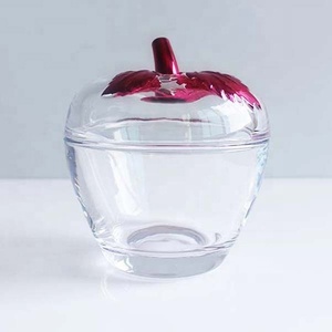 LANGXU 400ml grand pot de bonbons transparent en forme de pomme personnalisé avec couvercle en verre pour le stockage des bonbons - Product Image 1