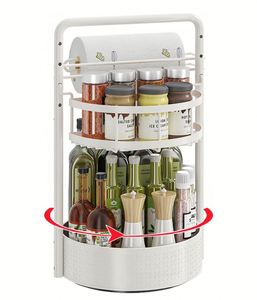360 Rotating <b>Spice</b> <b>Rack</b> With Paper Towel Holder 2-Tier Countertop Lazy Susan <b>for</b> Seasoning Bottles <b>Jars</b> - Product Image 1