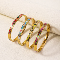 Acier inoxydable fin 18K or émail fleur en forme de fermoir à pression bracelets bracelets