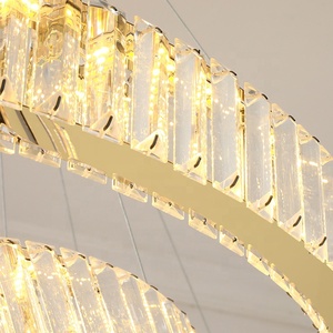 Moderno ajustable forma grande <span class=keywords><strong>de</strong></span> lujo LED decorativo largo <span class=keywords><strong>escalera</strong></span> anillo cristal candelabro colgante luz para sala <span class=keywords><strong>de</strong></span> estar Hotel - Product Image 4