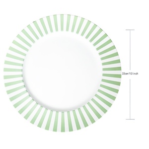 Assiettes de présentation en plastique rayées <span class=keywords><strong>pastel</strong></span>, rondes de 13 pouces, colorées et décoratives pour baby shower, mariage, fête d'anniversaire - Product Image 5
