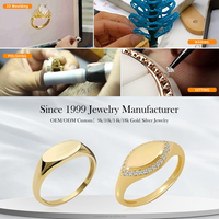 Véritable Bague Chevalière en Or Massif 14 Carats, Style Minimaliste, Inspiration Amitié, Bague Homme et Femme en Or 14 Carats