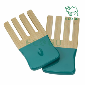Servidores de ensalada de bambú hechos a mano Eco Go directos de fábrica-Utensilios ecológicos para uso en la cocina del hogar o restaurante - Product Image 2