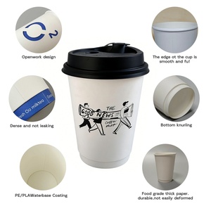 Gobelets à café en papier à double paroi isolés Sunshine, pour boissons chaudes, anti-fuite, jetables, pour café, boutique de café - Product Image 3