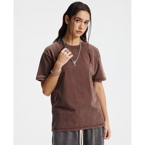 T-shirt en coton surdimensionné pour homme FOXA, manches courtes, coupe ample, t-shirt basique unisexe, aspect délavé, tissu jersey - Product Image 3