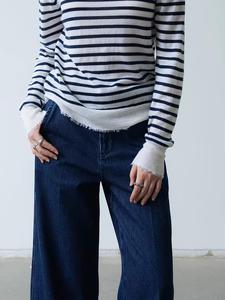 OEM OED High Rise Baggy Mom Denim <strong>Jeans</strong> Vintage Ankle Length Straight Leg Embroidery Rivet Button Cotton Blue <strong>Line</strong> Edge Cargo - Product Image 4