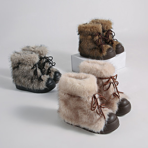 Botas de <span class=keywords><strong>nieve</strong></span> afelpadas para mujer, modelo nuevo 2026, de invierno, con puntera ancha, suela gruesa, forro de felpa, con cordones, de algodón, antideslizantes, botines cortos. - Product Image 1