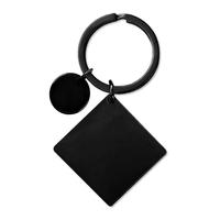 Porte-clés carré en acier inoxydable gravable personnalisé Ywyougang, porte-clés vierge en forme de plaque militaire avec breloque pour cadeau personnalisé DIY