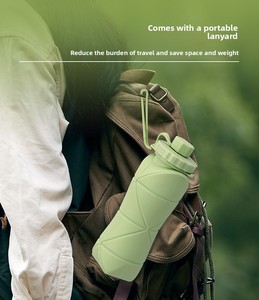 Nouvelle bouteille d'eau de sport pliable, portable, grande capacité, résistante aux hautes températures, en silicone de qualité alimentaire, pour les voyages en plein air - Product Image 5