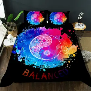 Bohemian Style 3D Yin Yang Gosip Selimut Penutup Grosir Raja Polyester Bedding Set