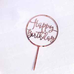 Décoration de gâteau d'anniversaire en acrylique rond couleur or rose, avec inscription « Honey And Sweetness Happy Birthday » - Product Image 5