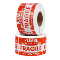 Autocollants en papier rectangulaires rouges autocollants, fragiles, découpe personnalisée, imperméables, personnalisables, origine Chine, étiquettes d'expédition