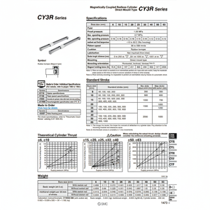 SMC นิวเมติกส์กระบอกไม่มีก้าน CY3R50-900ชิ้นส่วนนิวเมติก - Product Image 1