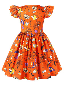 Maniche volanti elemento di natale di Halloween bambino ragazze vestito dinosauro gatti neri zucca <span class=keywords><strong>ragno</strong></span> stampa abiti <span class=keywords><strong>da</strong></span> strega - Product Image 6
