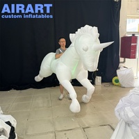 Costume de mascotte licorne gonflable lumineux, durable, avec LED pour les défilés en extérieur