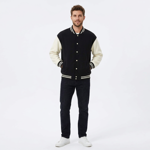 Veste de sport premium pour homme Freandy, style varsity, décontractée, boutonnée, respirante, coupe régulière, en coton et polyester. - Product Image 3