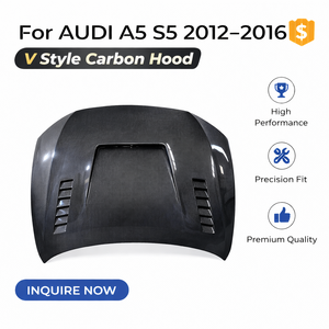 Capot en <span class=keywords><strong>fibre</strong></span> de carbone pour Audi A5 S5 B8.5 2012-2016 |   Remplacement du capot avant de style V |   Ajustement de style OEM - Product Image 1