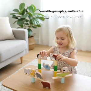 Bằng Gỗ Động Vật Cân Bằng Ngăn Xếp Trò Chơi Trẻ Mới Biết Đi Lồng Tháp Khối Cpc Chứng Nhận Mầm Non Xây Dựng Học Tập Đồ Chơi lứa tuổi 2 + Bắc Dương - Product Image 5