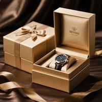 Boîte à montre élégante et luxueuse, en carton rigide, avec logo personnalisé en relief, doublure en éponge, boîte cadeau pour montre unique, pour homme et femme