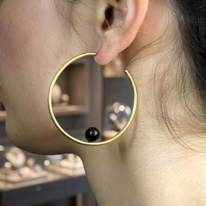 Pendientes de Aro Modernos y Elegantes, Chapados en Oro, con Piedra de Ónix Negro, para Fiestas y Eventos - Product Image 3